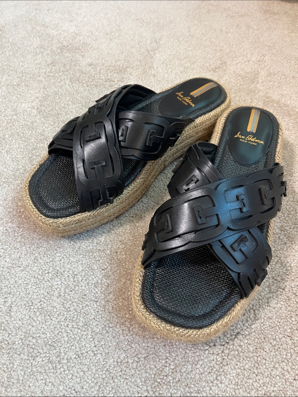 Sam Edelman  Pria Crossband espadrille Platform Sandal black 9.5